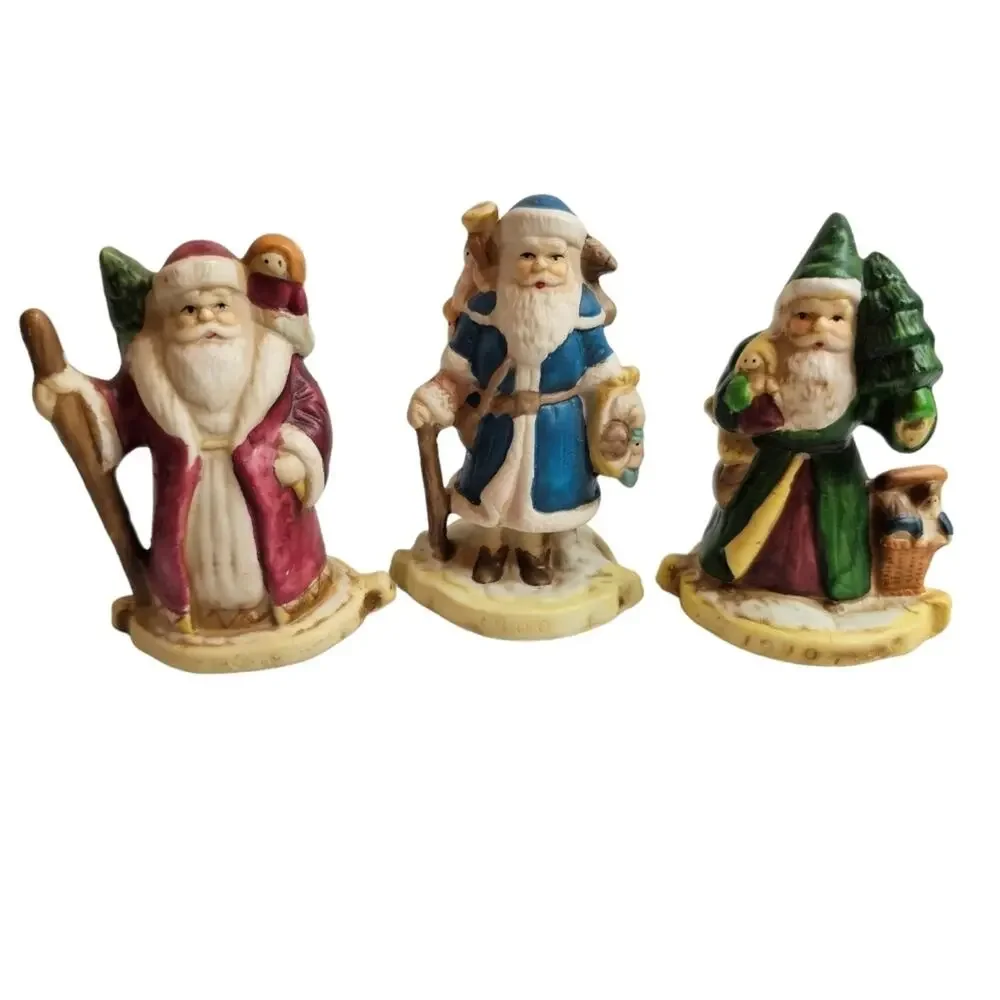 Vintage 1990's Christmas Santa Through the Years Set of 3